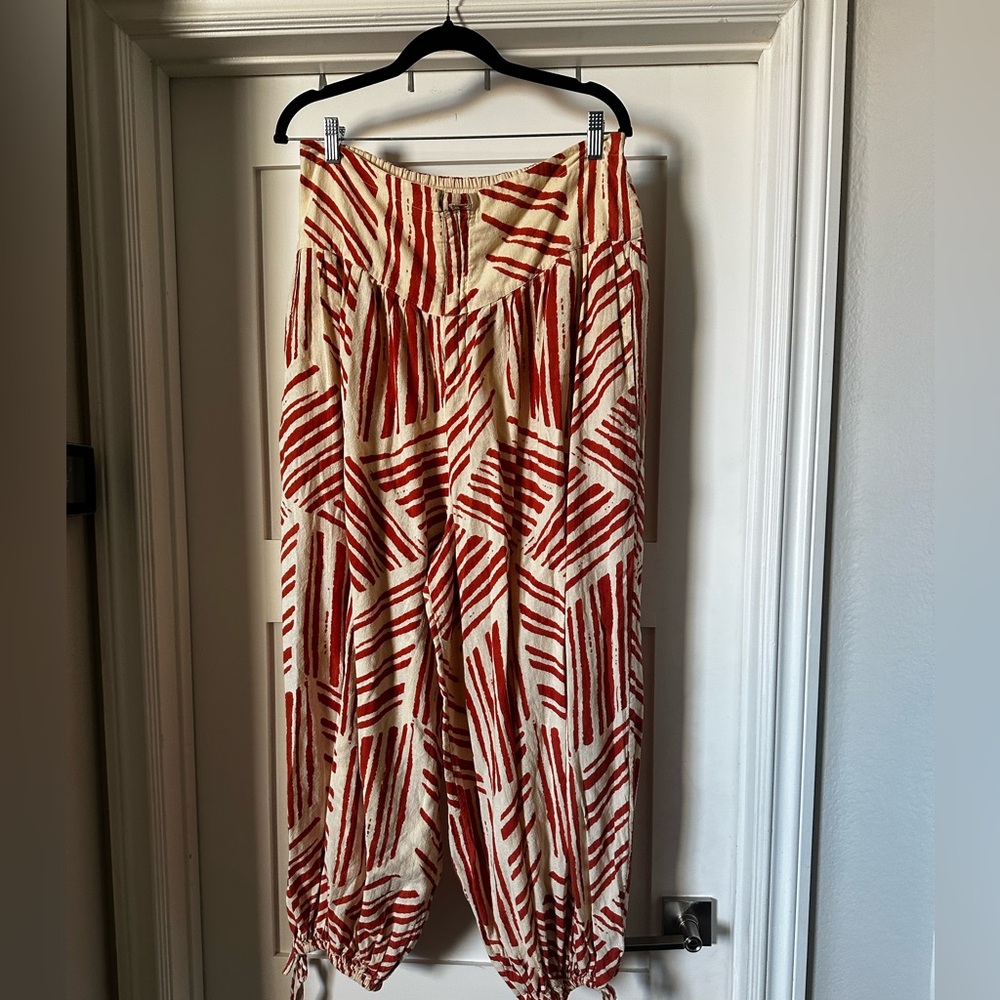 Free People Cream and Tan Harem Pants